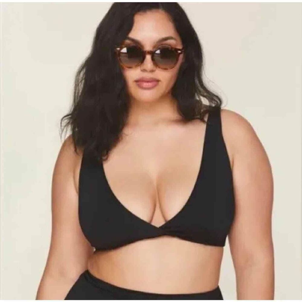ANDIE The Belmar Top Size L Black Bathing Swim Separates Basic #AT207 NWT B58